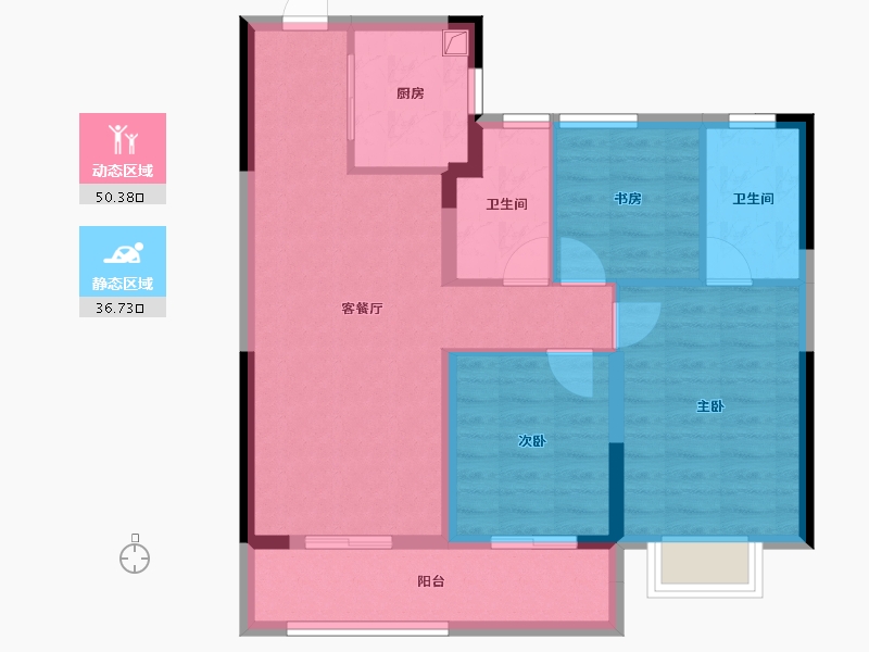 浙江省-杭州市-聆空云境-77.46-户型库-动静分区