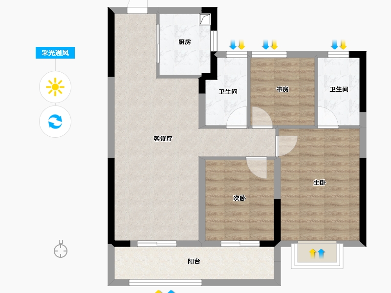 浙江省-杭州市-聆空云境-77.46-户型库-采光通风