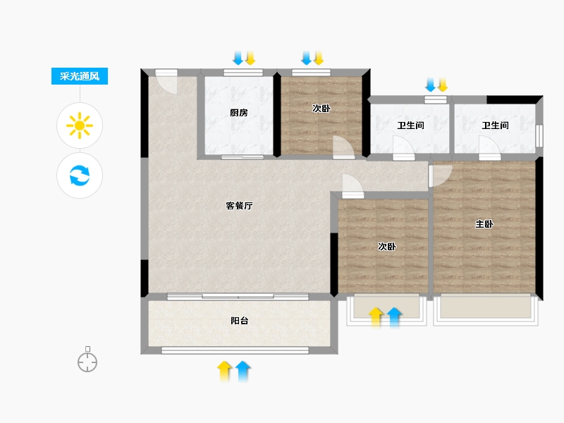 江苏省-南京市-弘阳·云玥美著-94.00-户型库-采光通风