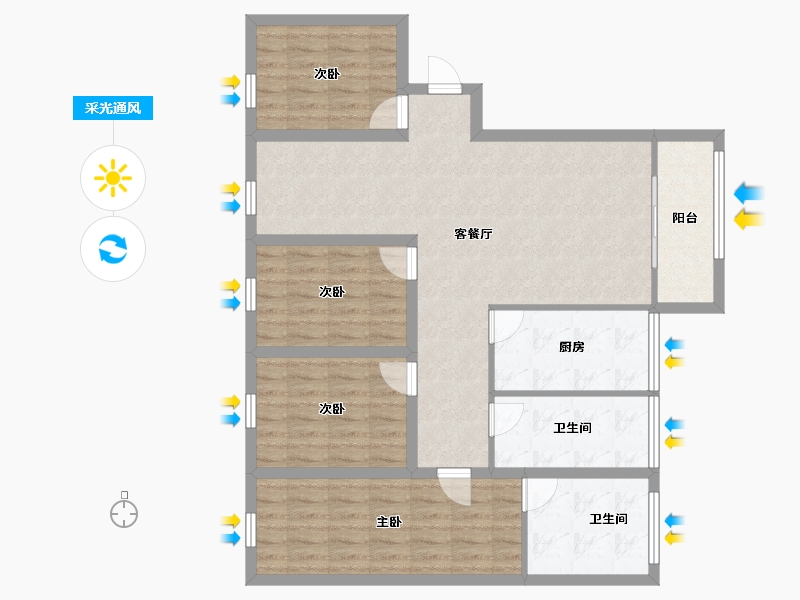 广东省-深圳市-欧意轩花园-105.52-户型库-采光通风