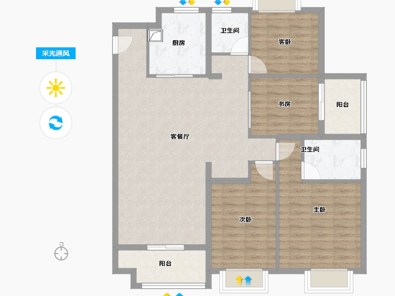 江苏省-南京市-华侨城翡翠天域-108.00-户型库-采光通风