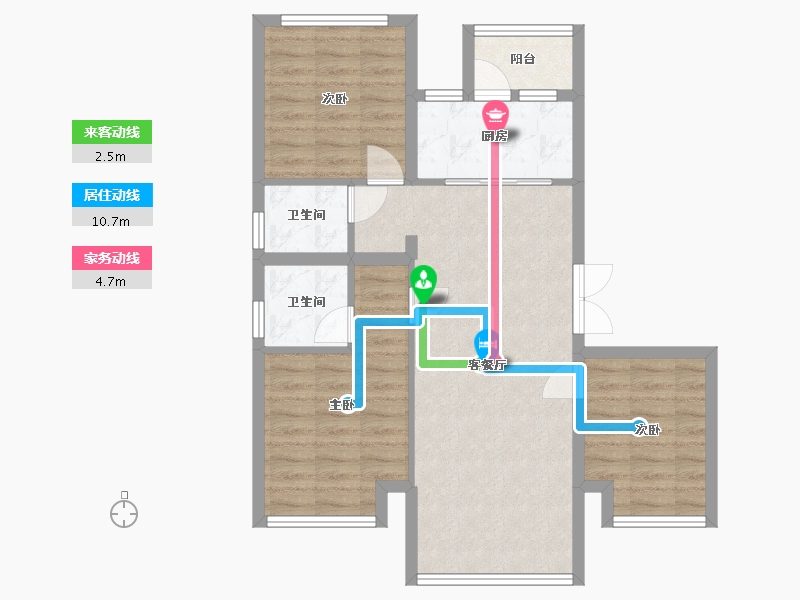 重庆-重庆市-东湖峯璟-76.66-户型库-动静线