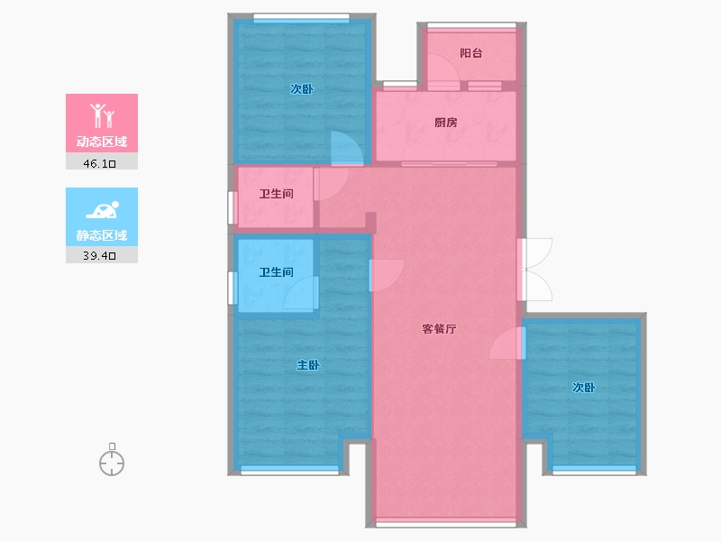 重庆-重庆市-东湖峯璟-76.66-户型库-动静分区