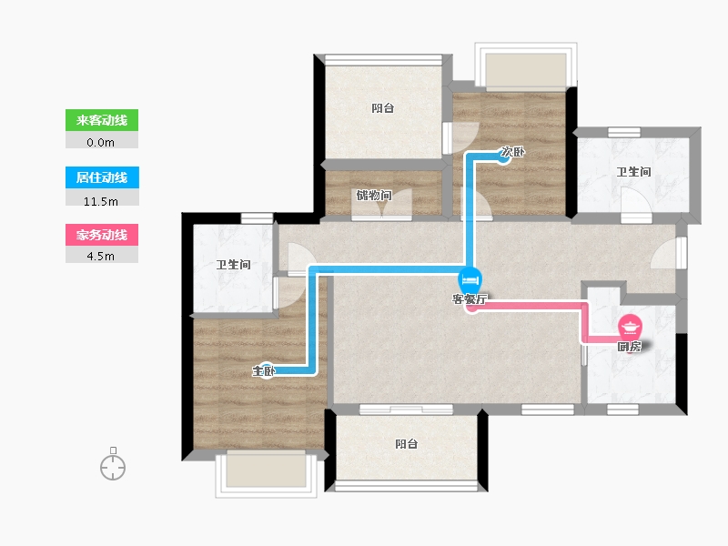 黑龙江省-鹤岗市-鼎胜金域阳光家园-70.00-户型库-动静线