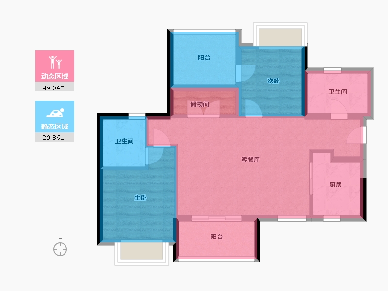 黑龙江省-鹤岗市-鼎胜金域阳光家园-70.00-户型库-动静分区