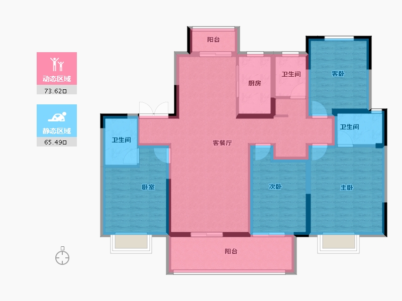 河南省-郑州市-润泓·东榕府-124.00-户型库-动静分区