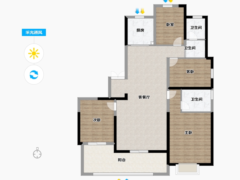 河南省-郑州市-信达天樾九章-134.40-户型库-采光通风