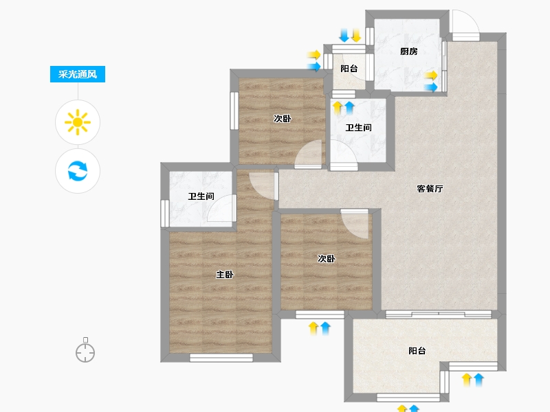 四川省-南充市-金为领地悦城-70.41-户型库-采光通风