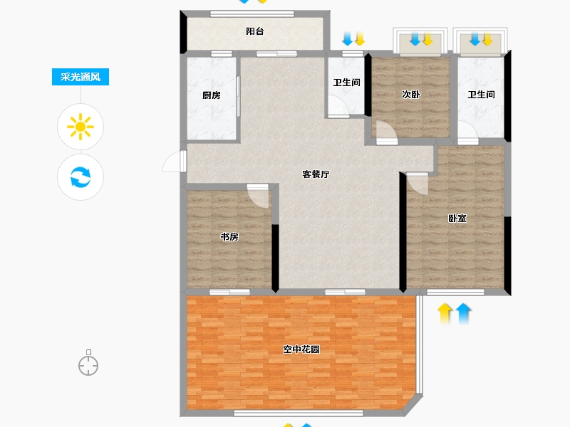 湖南省-常德市-公园壹号-101.60-户型库-采光通风