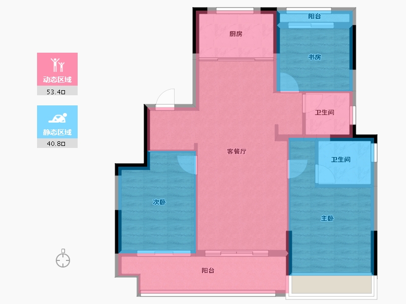 浙江省-台州市-东泰·春江华府-85.00-户型库-动静分区