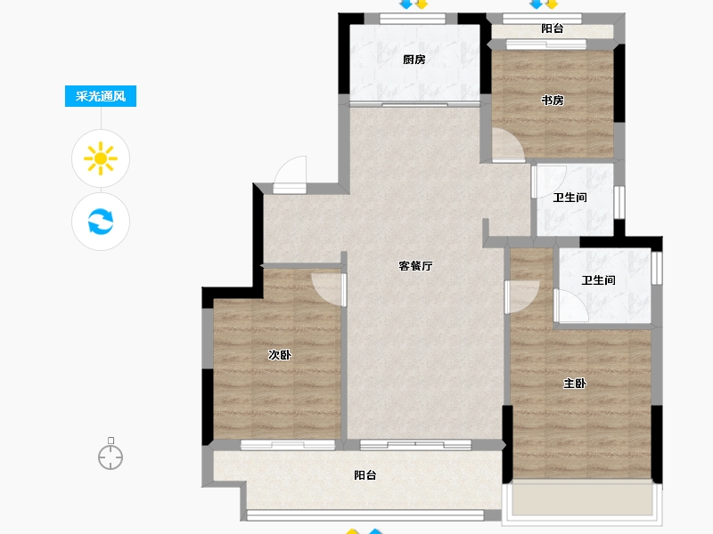 浙江省-台州市-东泰·春江华府-85.00-户型库-采光通风