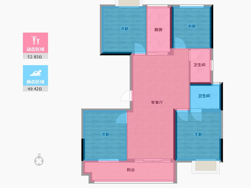 福建省-福州市-平潭鲁能公馆-91.99-户型库-动静分区