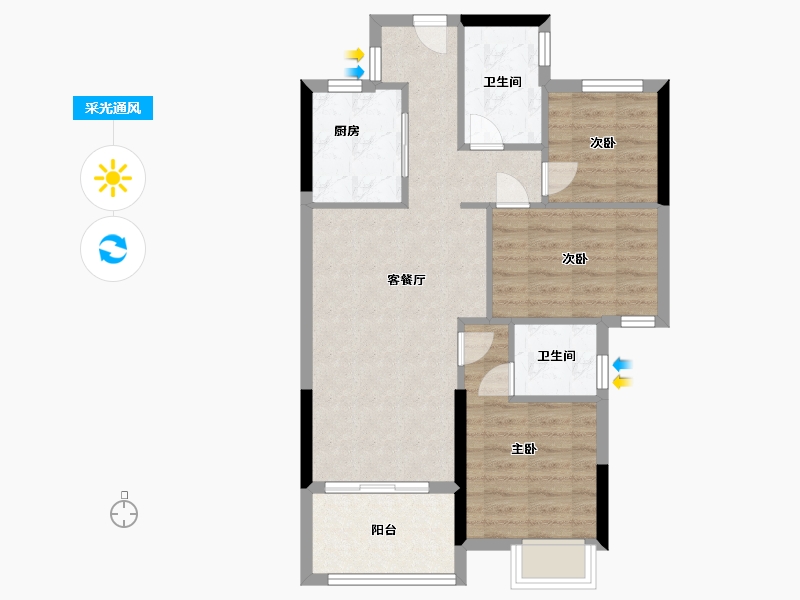 福建省-福州市-滨海金茂智慧科学城-71.20-户型库-采光通风