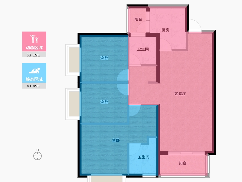 云南省-昆明市-中铁·时代央著-84.98-户型库-动静分区