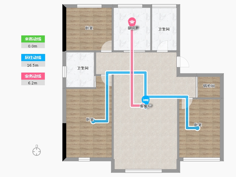 吉林省-长春市-新龙·新安九里-104.67-户型库-动静线