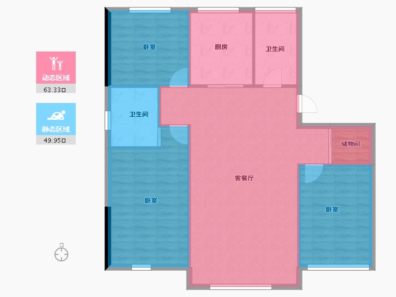 吉林省-长春市-新龙·新安九里-104.67-户型库-动静分区