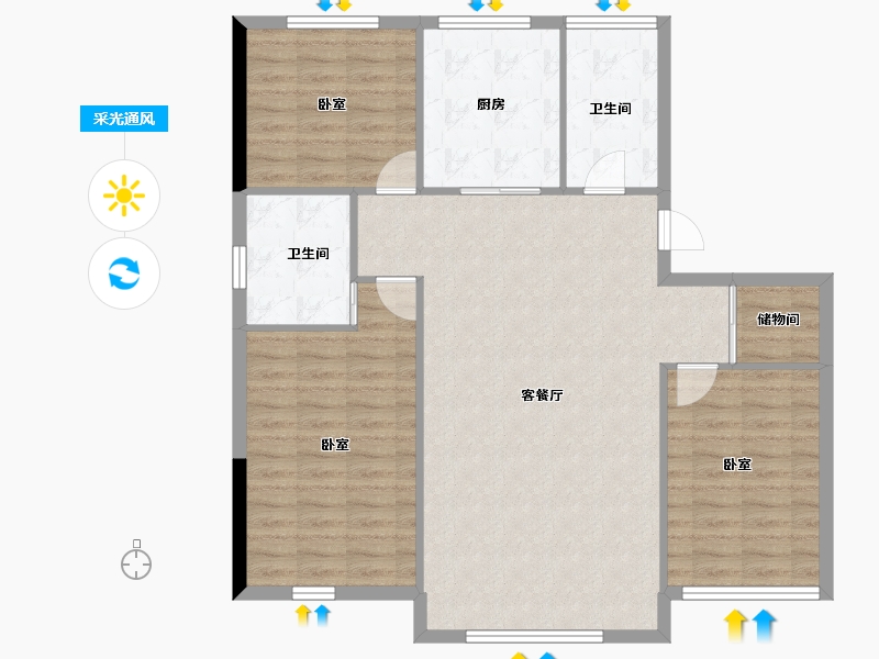 吉林省-长春市-新龙·新安九里-104.67-户型库-采光通风