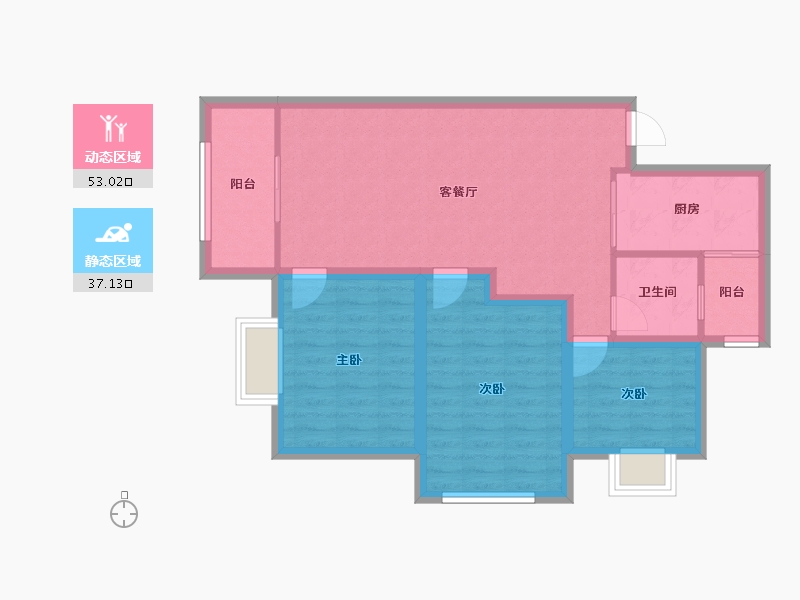 广东省-深圳市-深业泰然观澜玫瑰苑-80.73-户型库-动静分区