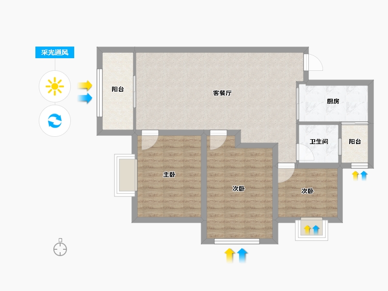 广东省-深圳市-深业泰然观澜玫瑰苑-80.73-户型库-采光通风