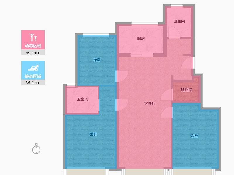 河北省-石家庄市-保利裕华和颂-76.25-户型库-动静分区