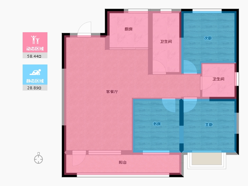 吉林省-长春市-新龙·新安九里-77.33-户型库-动静分区