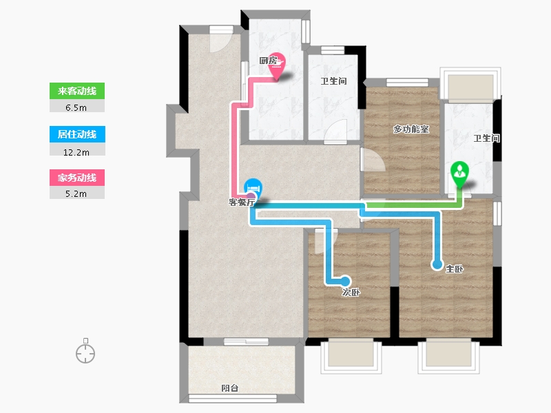 上海-上海市-中国铁建&万科朗拾花语-76.00-户型库-动静线