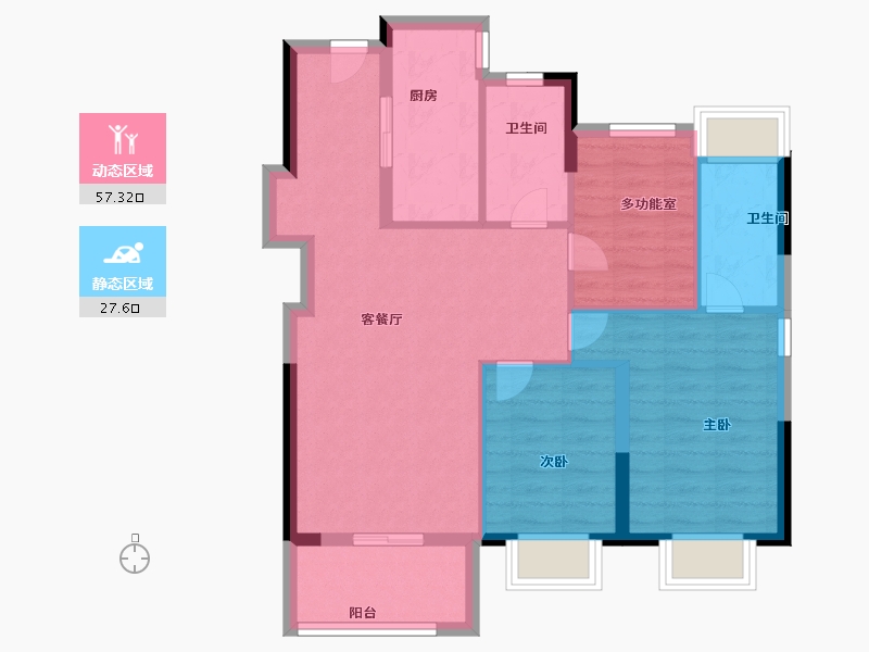 上海-上海市-中国铁建&万科朗拾花语-76.00-户型库-动静分区