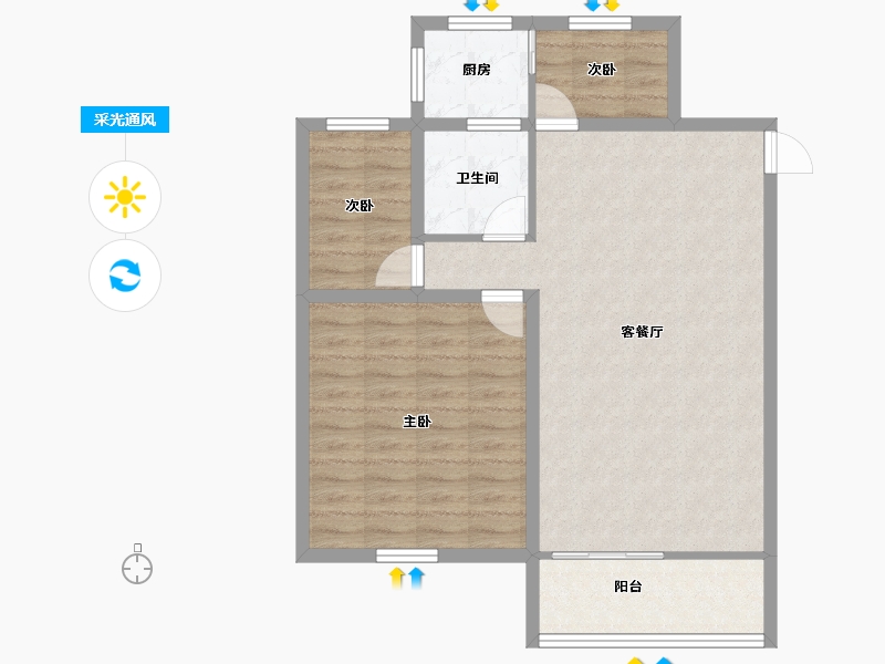 广东省-深圳市-太子山庄-77.95-户型库-采光通风