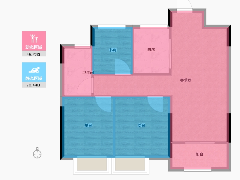 浙江省-杭州市-潮映望月府-68.00-户型库-动静分区