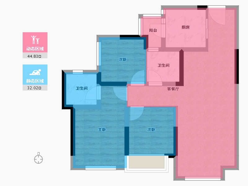 四川省-成都市-东原江山印月-67.34-户型库-动静分区