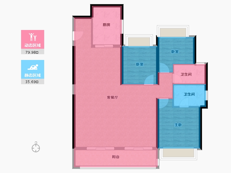 湖北省-武汉市-天创坦达·月湖云庄-105.15-户型库-动静分区