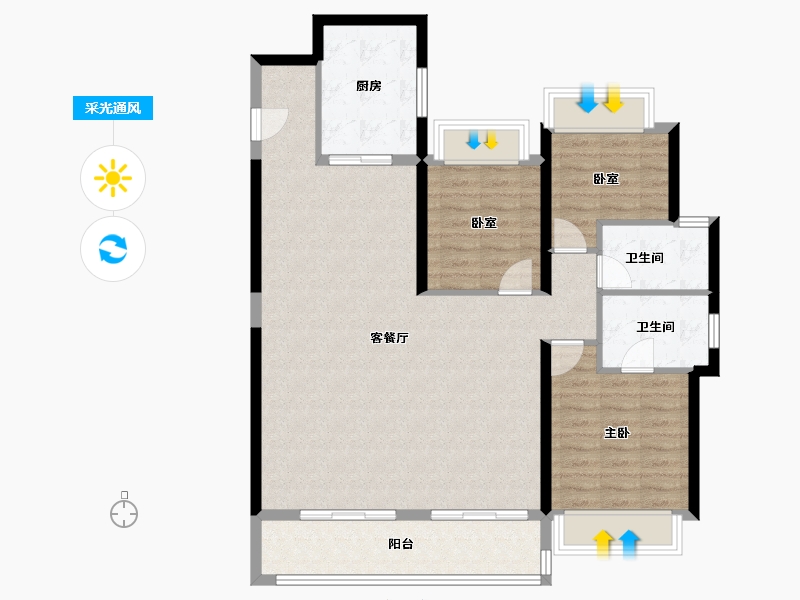 湖北省-武汉市-天创坦达·月湖云庄-105.15-户型库-采光通风