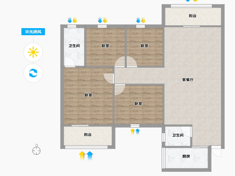 广东省-深圳市-富通苑-102.74-户型库-采光通风