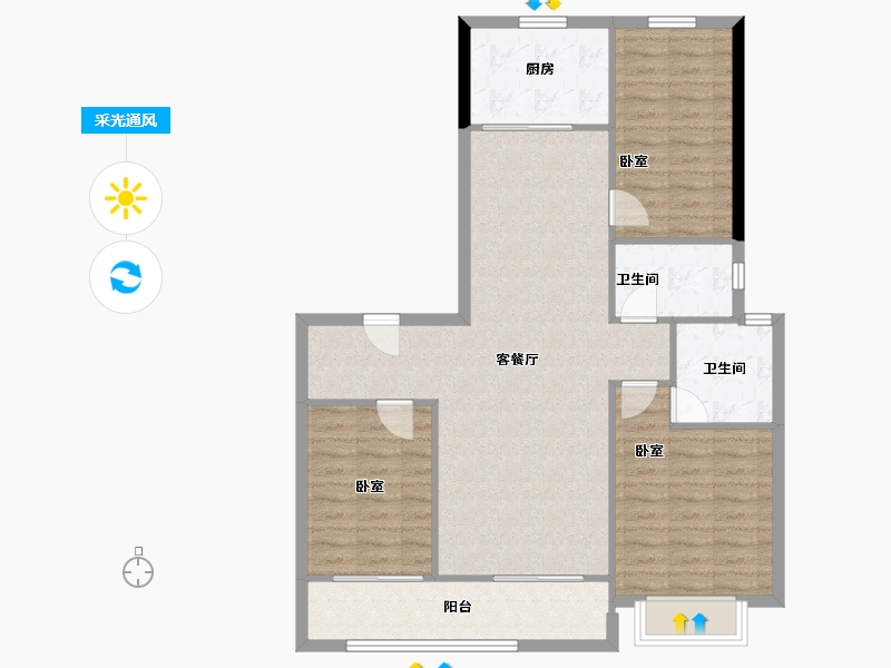 山东省-潍坊市-绿城·江南赋雅园-98.68-户型库-采光通风