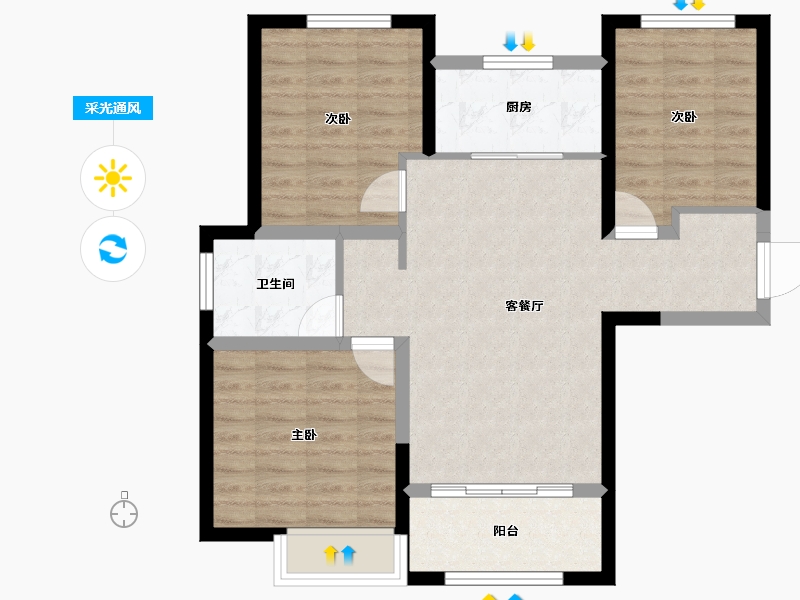 河南省-郑州市-商都阜园-77.38-户型库-采光通风