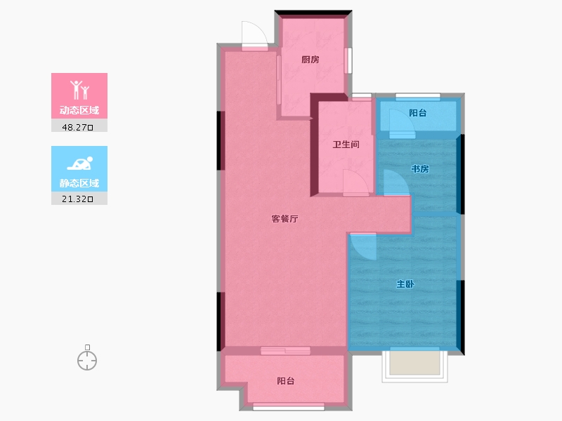 浙江省-湖州市-海伦堡玖悦云溪-61.82-户型库-动静分区