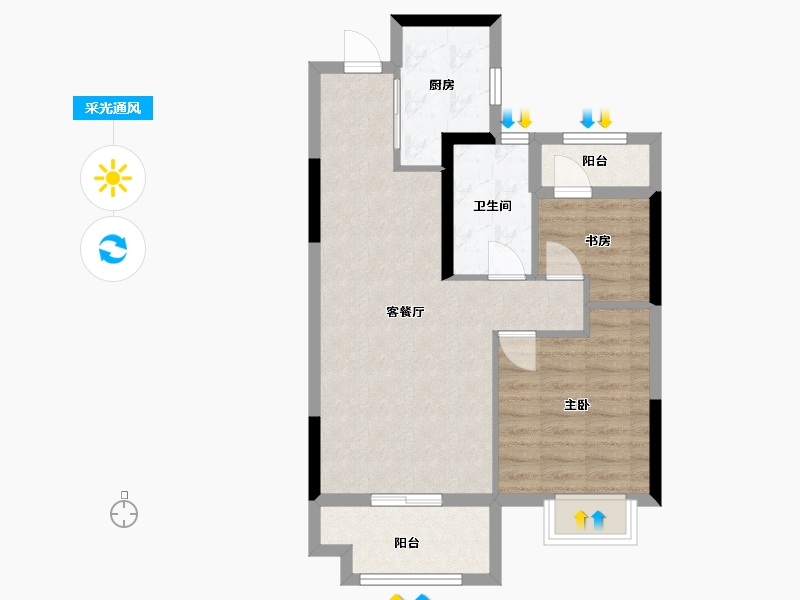 浙江省-湖州市-海伦堡玖悦云溪-61.82-户型库-采光通风