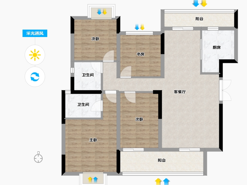 四川省-成都市-嘉合凤凰岛-109.28-户型库-采光通风