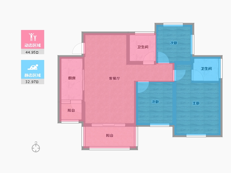 四川省-南充市-金为领地悦城-68.81-户型库-动静分区