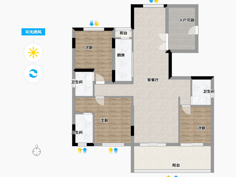 湖北省-十堰市-寿康·华悦府-104.80-户型库-采光通风