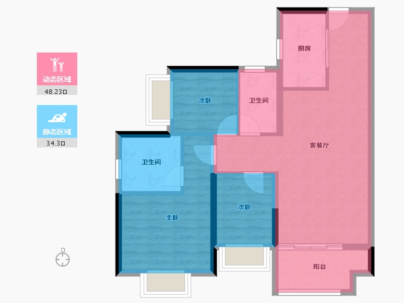 广东省-珠海市-粤海拾桂府-73.56-户型库-动静分区