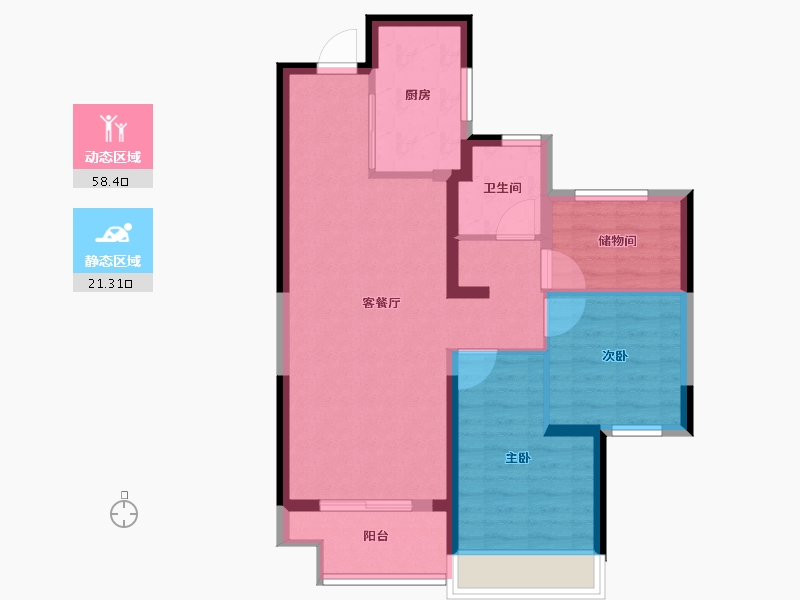 陕西省-咸阳市-秦都区-71.00-户型库-动静分区