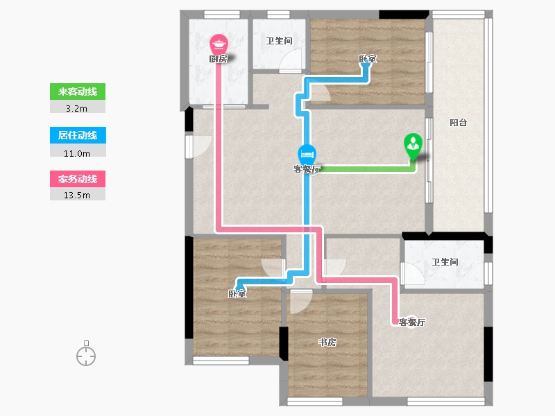 福建省-福州市-恒荣蓝泽悦滨江-90.40-户型库-动静线