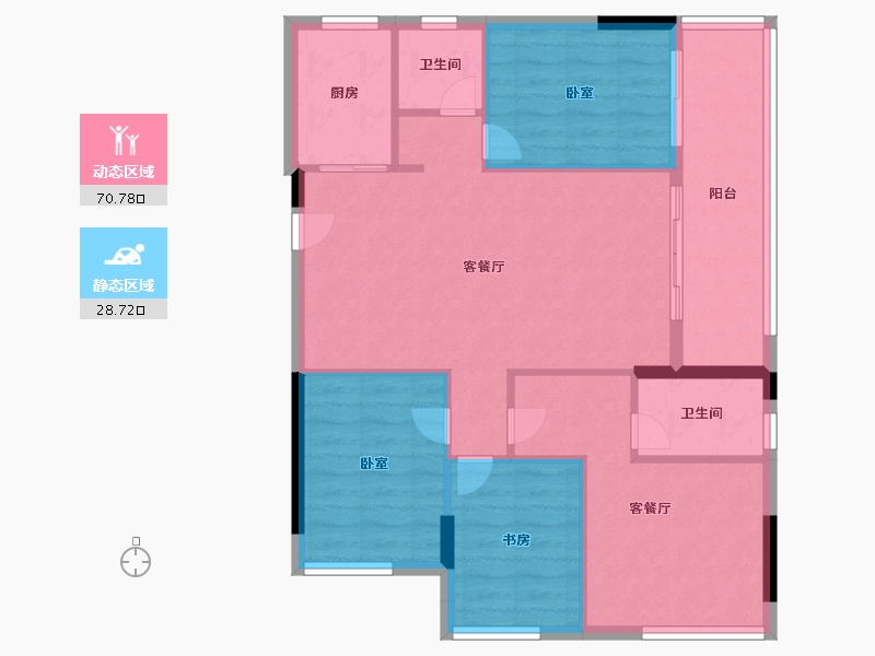 福建省-福州市-恒荣蓝泽悦滨江-90.40-户型库-动静分区