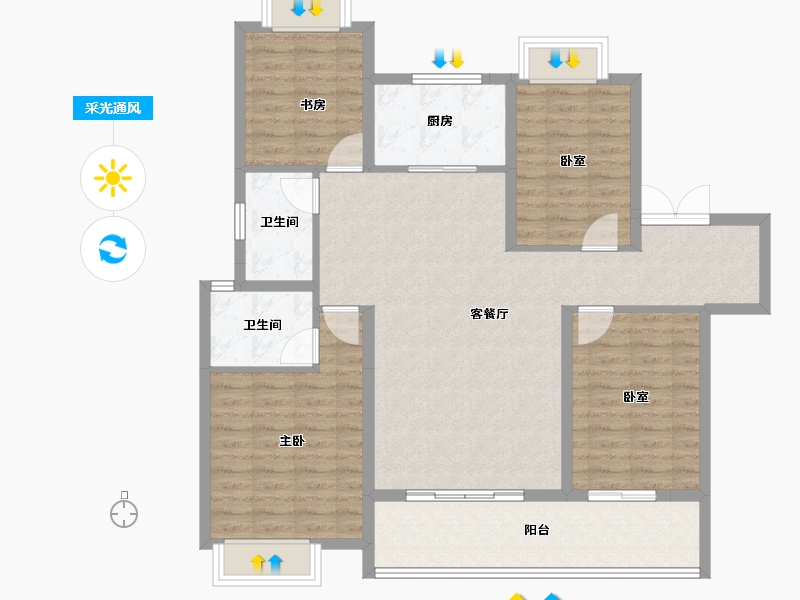 湖北省-武汉市-金融街金悦府-115.00-户型库-采光通风