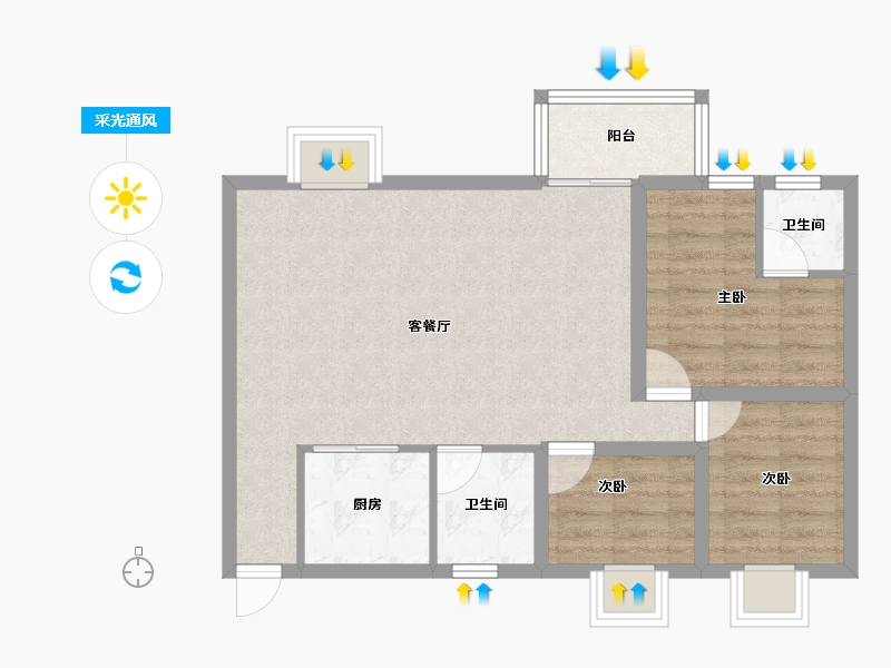 广东省-深圳市-华晖云门-69.46-户型库-采光通风