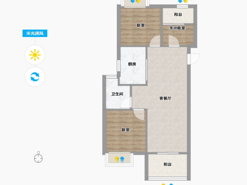 福建省-福州市-国贸上江原-60.58-户型库-采光通风