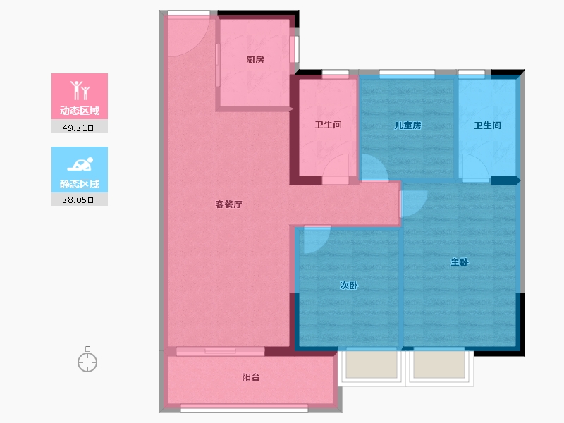 福建省-福州市-中骏世界城璟悦三期-78.40-户型库-动静分区