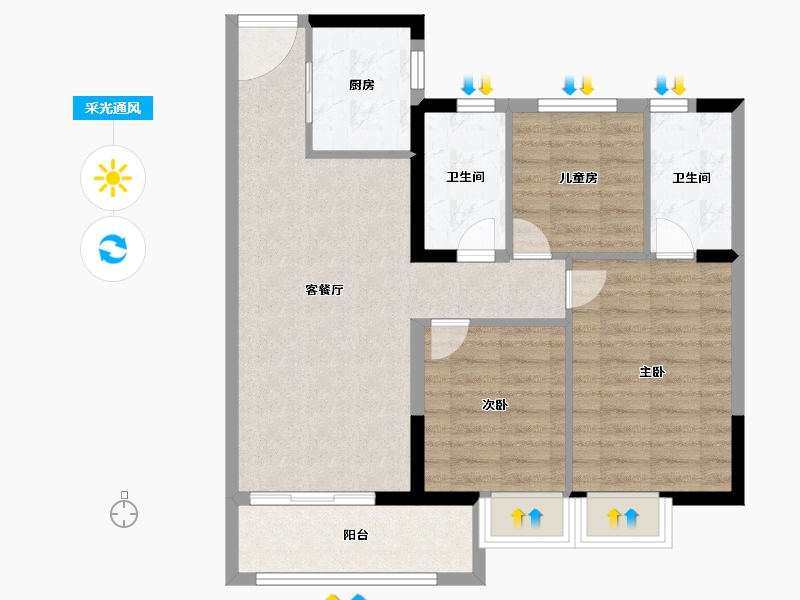 福建省-福州市-中骏世界城璟悦三期-78.40-户型库-采光通风