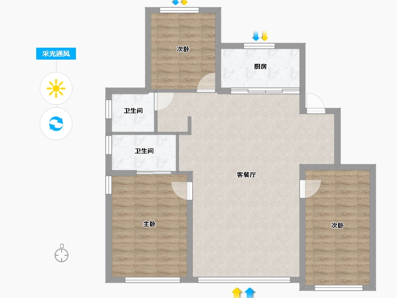 辽宁省-大连市-绿城海韵晓风-95.45-户型库-采光通风